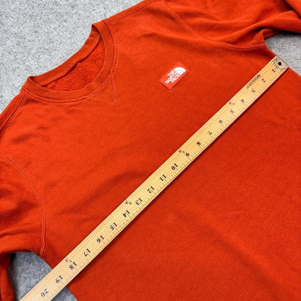 The North Face Men's Med Crewneck Sweatshirt Orange Fleece Cotton‎ Blend Logo
